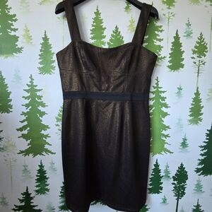 Betsey Johnson Black/Gold Shimmer Sheath Mini Dress Sleeveless.